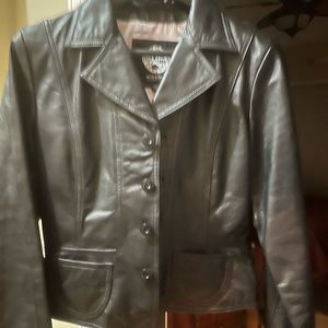 Black, leather jacket.